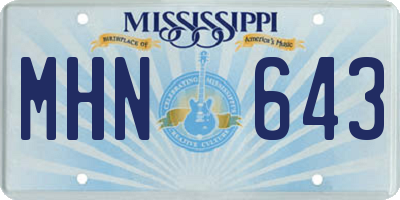 MS license plate MHN643