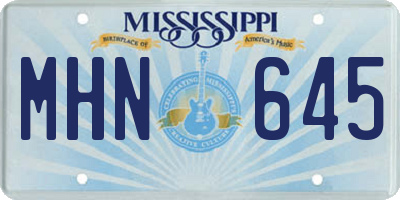 MS license plate MHN645