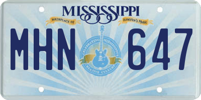 MS license plate MHN647