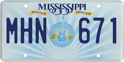 MS license plate MHN671