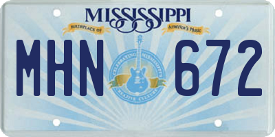 MS license plate MHN672
