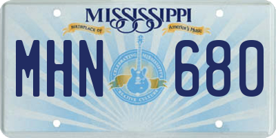 MS license plate MHN680