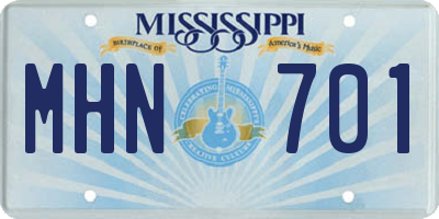 MS license plate MHN701
