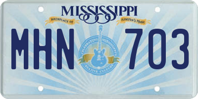 MS license plate MHN703