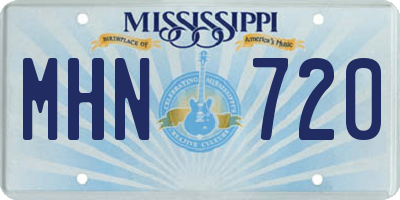 MS license plate MHN720