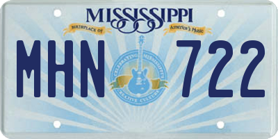 MS license plate MHN722