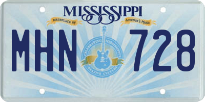MS license plate MHN728