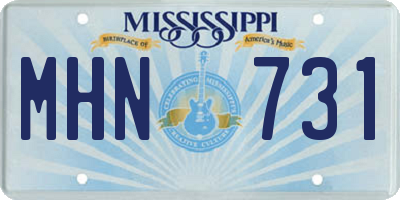 MS license plate MHN731