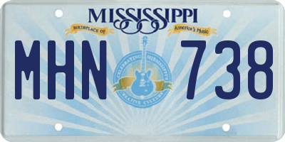MS license plate MHN738