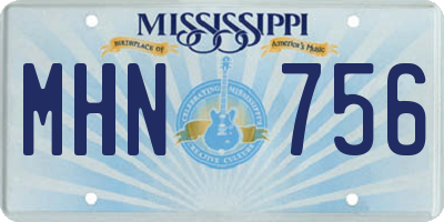 MS license plate MHN756
