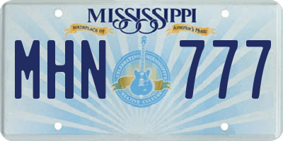 MS license plate MHN777