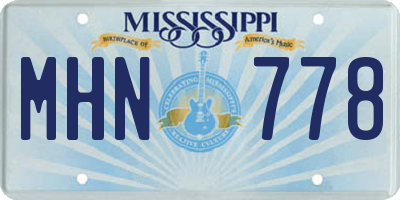 MS license plate MHN778