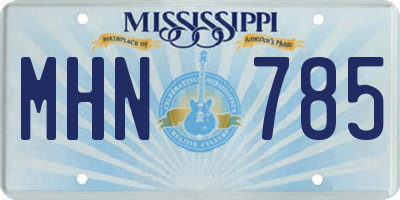 MS license plate MHN785