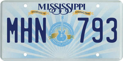 MS license plate MHN793
