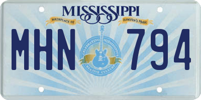 MS license plate MHN794