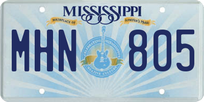MS license plate MHN805