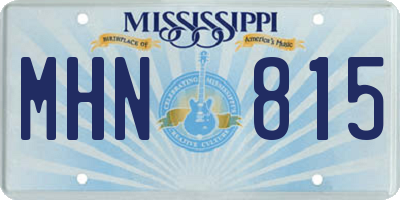 MS license plate MHN815