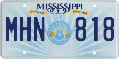 MS license plate MHN818