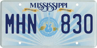 MS license plate MHN830