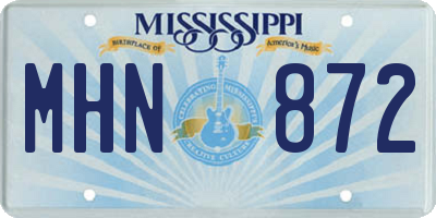 MS license plate MHN872