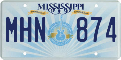 MS license plate MHN874