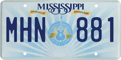 MS license plate MHN881