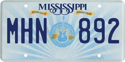 MS license plate MHN892