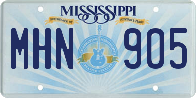 MS license plate MHN905