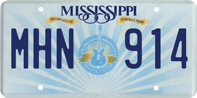 MS license plate MHN914