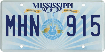 MS license plate MHN915