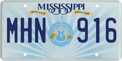 MS license plate MHN916