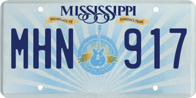 MS license plate MHN917