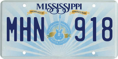 MS license plate MHN918