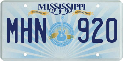 MS license plate MHN920