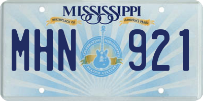 MS license plate MHN921