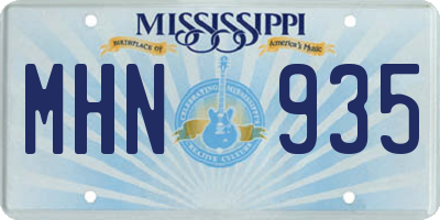 MS license plate MHN935