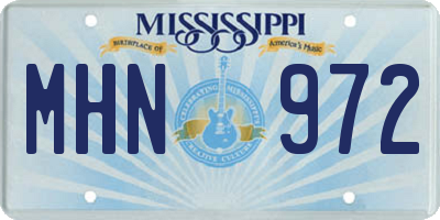 MS license plate MHN972