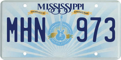 MS license plate MHN973