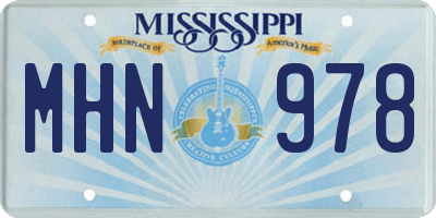 MS license plate MHN978