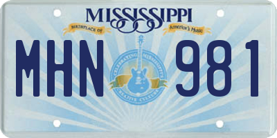MS license plate MHN981