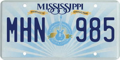 MS license plate MHN985