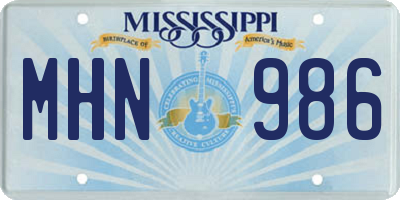 MS license plate MHN986