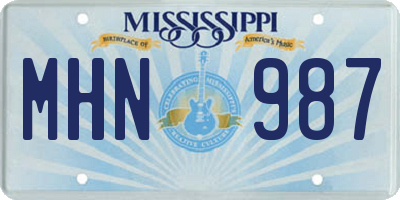MS license plate MHN987