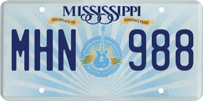MS license plate MHN988