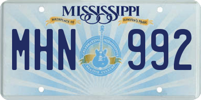 MS license plate MHN992