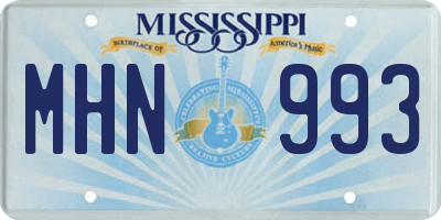 MS license plate MHN993
