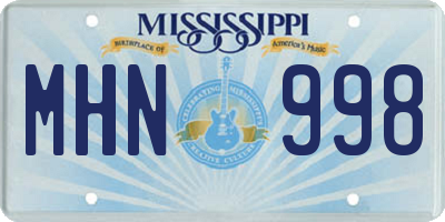 MS license plate MHN998