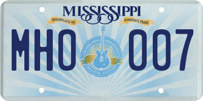 MS license plate MHO007