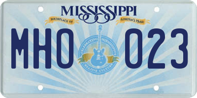 MS license plate MHO023
