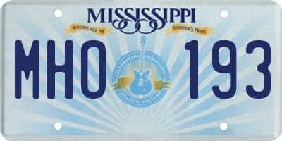 MS license plate MHO193